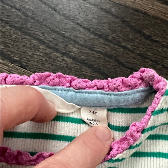 Mini Boden Kids Striped Green and Pink Strawberry Tank Top set size 7-8 - Picture 5 of 7
